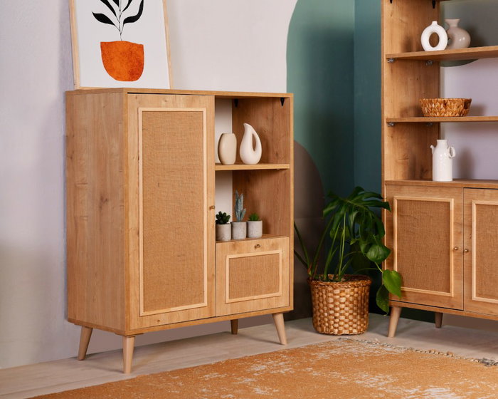Hanah Home Jüt Multi Armario multiusos de madera de carpe color roble
